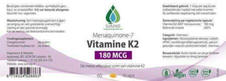 SoLMAG Vitamine K2 – 180 mcg etiket