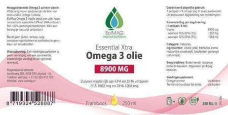 SoLMAG Omega 3 visolie vloeibaar 8900 mg etiket