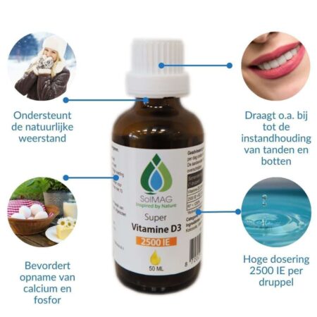 Voordelen vitamine D3 druppels 2500IE van SoLMAG