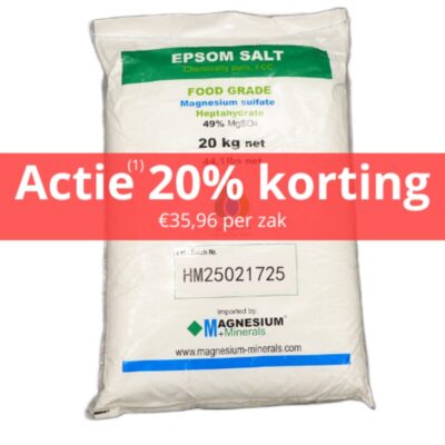 SoLMAG Epsom zout 20 kg – Food grade (FCC) Magnesiumsulfaat 49% – Bitterzout